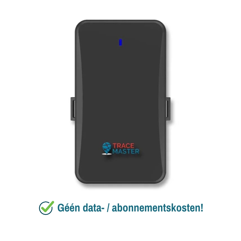 Afbeelding van een GPS Tracker / volgsysteem zonder abonnement. Voor deze GPS tracker is geen mobiel data abonnement nodig en zijn er dus geen aanvullende of extra datakosten! Gewoon Plug & Play. De Tracemaster 100 PRO.